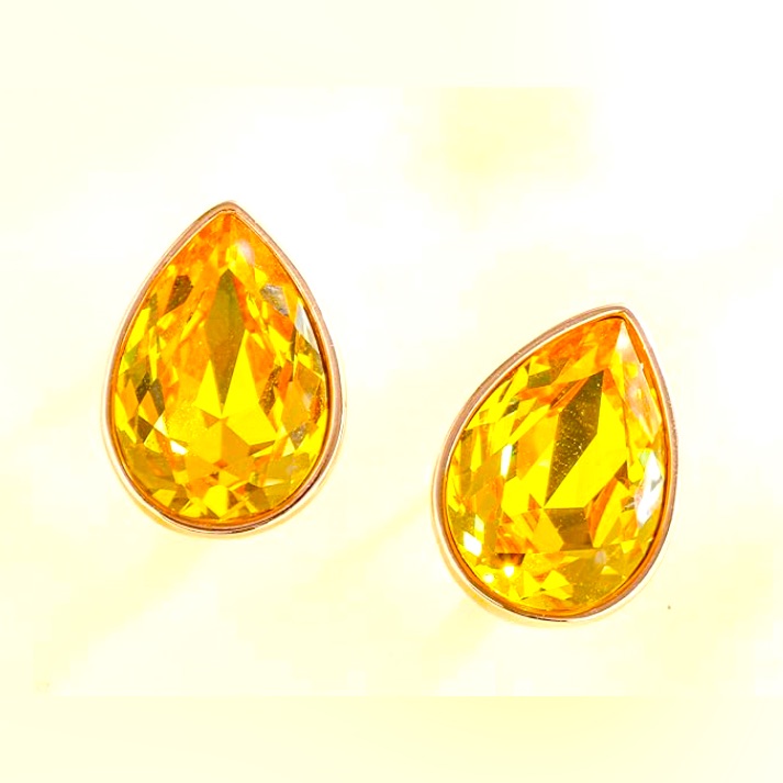 Gorgeous Neiman Marcus 14kt Gold Dip Sparkling Amber Large Stud Earrings
